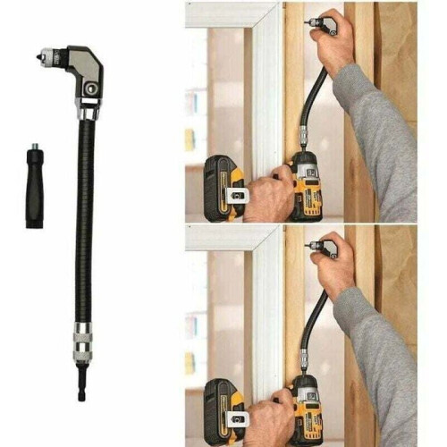 Flexible 1/4" right-angle drill/screwdriver attachment for woodworking