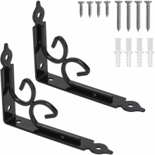 2PCS Wall Shelf Brackets Heavy Duty Brackets Vintage Black Metal Brackets 150 115 3mm Fixing Brackets Wrought Iron Brackets with PZCC