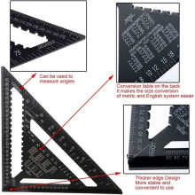 Multifunctional Carpenter's Square 18cm and 30cm, Metal Aluminum Triangle Ruler Square Marking Gauge Guide Protractor Angle 45 90