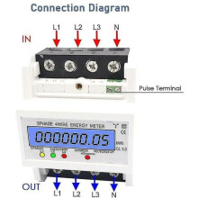 Compteur d'énergie triphasé à 4 fils, 3 x 220/380 V, 5-80 A, montage sur rail DIN, écran LCD rétroéclairé