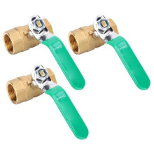 OMABETA Lot de 3 vannes pour tuyau d'eau, vannes Ă bille pour tuyau d'eau, double filetage femelle 1/2", accessoire de montage pour