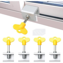 Sliding Window Lock, 4-Piece Adjustable Window Lock Set, Aluminum Sliding Door Lock with Key, Door Lock