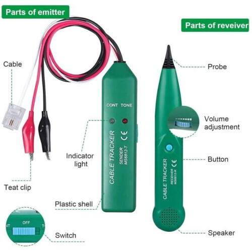 Electrical cable tester - PZCC - MS6812 - Telephone line detector - Professional tracker 2