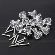 Drawer handle - Not specified - Pack of 12 - Clear crystal - Aluminum - Copper