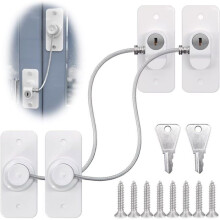 Lot de 2 verrous de sécurité pour fenêtres PVC, limiteurs d'ouverture pour fenêtres de sécurité enfant, avec vis et clés.