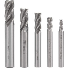 Jeu de 5 fraises à queue cylindrique en acier rapide pour tours CNC, 4, 6, 8, 10 et 12 mm, 4 dents, fraises hélicoïdales, forets