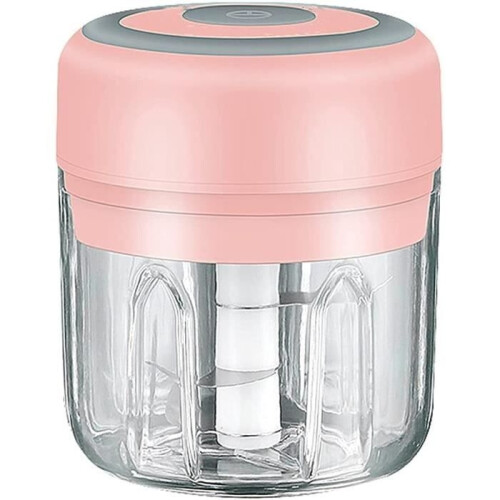 Mini hachoir électrique - Usage domestique - Deux lames - Rose