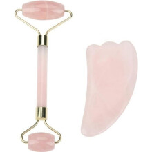 Jade Roller for Facial Massage, Gua Sha Stone, Anti-Aging, Increases Blood Circulation for Neck and Body Skin Care, Pink