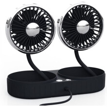 Ventilateur de voiture à double tête, 2 vitesses, rotation à 360, réglable, refroidissement de l'habitacle