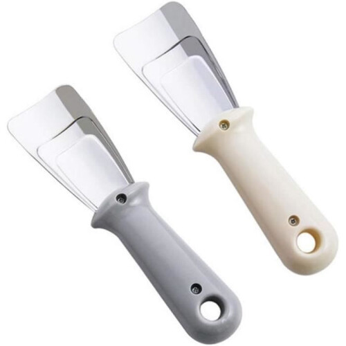 Ice scraper for refrigerator and freezer, small stainless steel scraper with handle, grey