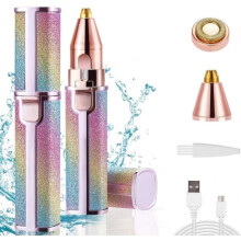Épilateur à sourcils rechargeable, rasoir électrique pour femmes, épilateur facial 2 en 1 indolore avec LED et brosse, pour le visage