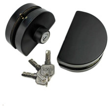 Serrure pour porte vitrée sans perçage - MICH - Acier inoxydable - Porte coulissante double - Noir - 98 x 65 x 40 mm