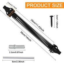 14-inch spring-loaded door closer, adjustable door closer, outdoor carbon steel spring-loaded door closer, screws