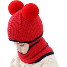 Children's Winter Knitted Hat and Scarf Set - AQSACOKIYA - Hat and Snood Set - Red - Unisex
