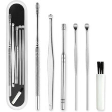 Cure-oreilles - SODIAL - Lot de 6 - Acier inoxydable - Ergonomique - Portable