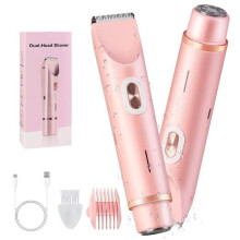 Women's Electric Shaver, 2-in-1 Electric Trimmer and Shaver, Rechargeable Bikini Trimmer, IPX7 Waterproof Epilator