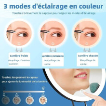 10X Magnifying Mirror with Light, 15cm, 3 Color Modes, Dimming Mirror, 3 Suction Cups and 360 Tabletop Stand, White