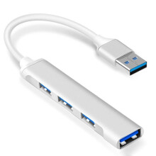 Ultra-thin 4-port USB hub (1 x USB 3.0 and 3 x USB 2.0), multi-port USB adapter for PC, laptop, MacBook, etc. - Silver