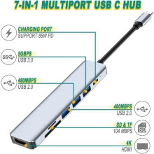 Hub USB C - Multiporta 7 in 1 - HDMI - Porta PD da 87 W - USB 3.0 - SD/TF