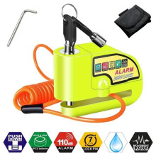 Motorcycle Disc Lock with 110dB Alarm, Scooter Disc Lock with Alarm for Motorcycles, Bicycles, and Scooters, with 1.5m Cable