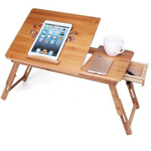 Plateau de lit pliable, bureau d'ordinateur portable et réglable avec trous de ventilation, 50 x 30 x 30 cm