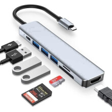USB C Hub - 7-in-1 Multiport - HDMI - 87W PD Port - USB 3.0 - SD/TF
