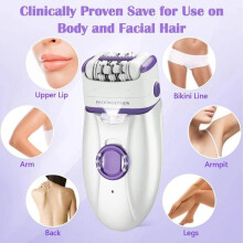 Épilateur électrique pour femmes, 2 vitesses, pour le visage, le corps, les aisselles, le maillot et les jambes, avec lumière LED
