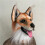 Orangehaariger Wolfshund-Kopfbedeckung, Latex-Partymaske 2