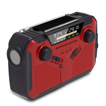 (Red) Solar Radio Small Solar Energy Emergency Radio with LED Torches for Outdoor Activities