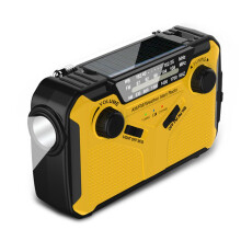 (Yellow) Solar Radio Small Solar Energy Emergency Radio with LED Torches for Outdoor Activities