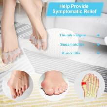 Set of 6 silicone toe separators for bunions, all toes (white)