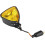 Triangular metal motorcycle headlight, retro restoration headlight, triangular light (black housing, yellow lens) 1