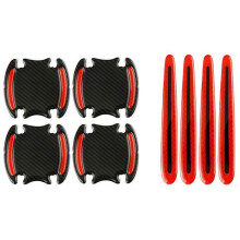 Lot de 8 protections anti-rayures rouges pour poignées de portières de voiture, film adhésif 3D