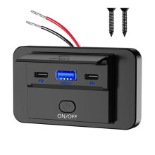 Panneau de chargeur de remplacement pour voiture, léger, avec double port USB-C 30 W et port QC3.0 18 W, montage en surface, prise