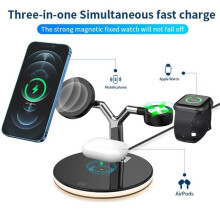 Chargeur sans fil rapide 3-en-1 15 W, support de charge magnétique, noir