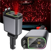Chargeur de voiture - HELLOVE - 4 en 1 - Charge rapide - Double port - Rétractable