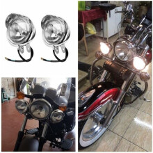 Phare antibrouillard universel 12 V en ABS chromé, lampe LED Faro pour moto (lot de 2) - WM2128