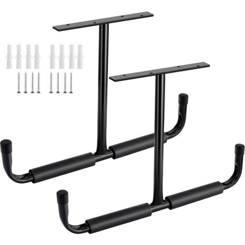 Steel garage ceiling storage hook, heavy-duty storage rack (2 pack, black)