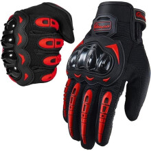 Motorcycle Gloves - Mid-Season - Touchscreen Compatible - Anti-Slip - Breathable - Black/Red