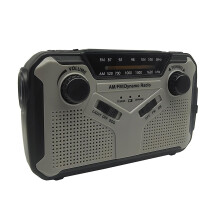 (Gray) Solar Radio Small Solar Energy Emergency Radio with LED Torches for Outdoor Activities