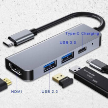 USB C Hub, 4-in-1 USB C Adapter, Multiport Adapter with HDMI, USB 3.0 and USB 2.0 + PD Charging, for MacBook Pro, iPad Pro, Pixelbook