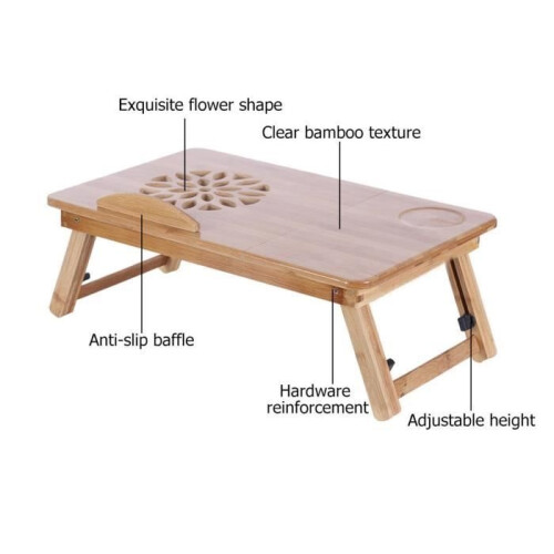 Support pour ordinateur portable réglable Akozon, plateau de table réglable avec base en bambou 2