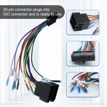 Adaptateur de faisceau de câblage ISO 20 broches, câble stéréo de voiture de 21,5 cm, commande universelle au volant pour marche arrière