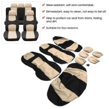 Akozon 9-piece car seat cover set, universal breathable motorcycle seat cover, beige+