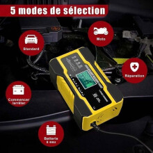 10A 12V/24V Car/Motorcycle Battery Charger, Smart Charger with Temperature Compensation and LCD Screen