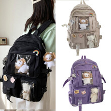 (Black) Simple Style Backpack Large Capacity All-Match Travel Bag for Indoor Outdoor