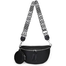 Shoulder bag - Women's - Black - PU leather - Zippered - Multifunctional