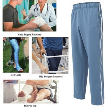 Men's Jogging Tracksuit Bottoms with Side Zipper, Fashion Training Pants, Post-Surgery Elastic Casual Black