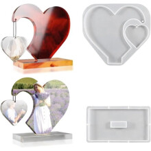 Epoxy Resin Molds, Silicone Photo Frame Mold for Resin, Heart-Shaped Silicone Frame Molds
