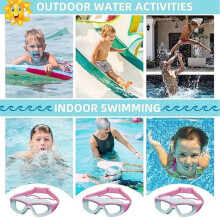 Lunettes de natation - HD - Enfants - Anti-buée - Protection UV - Bouchons d'oreilles